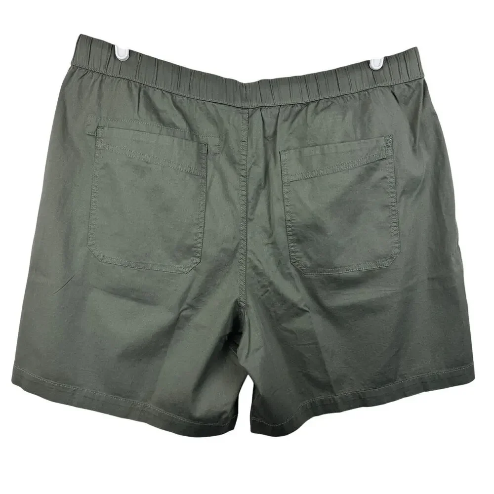 Men's Pact Green Organic‎ Cotton Drawstring Elastic Waist Twill Casual Short XXL